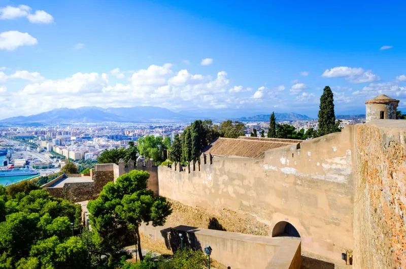 view with the Gibralfaro castle in Malaga on a good day