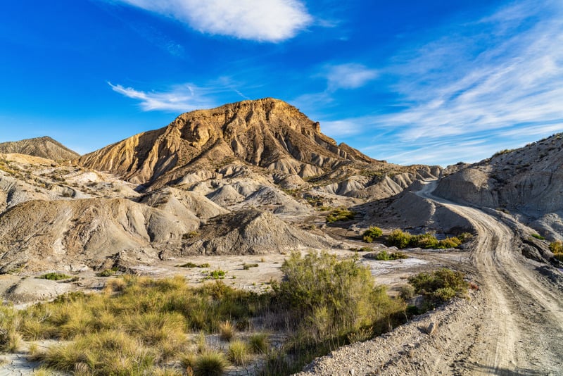 Tabernas desert, Desierto de Tabernas. Europe only desert. Almeria, andalusia region, Spain. Protected wilderness area and location for spaghetti western movies.