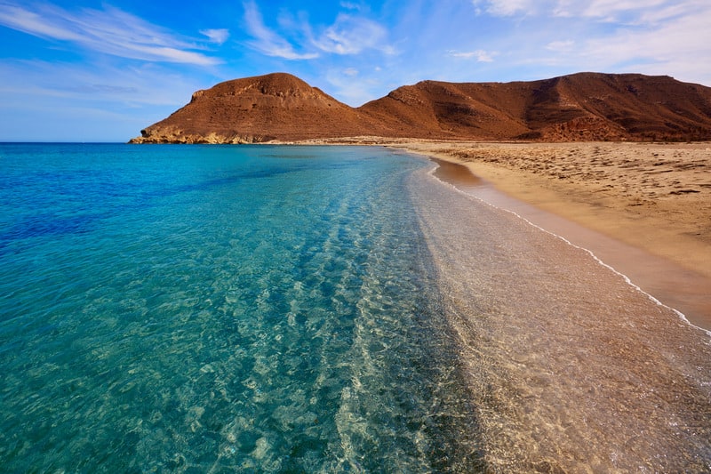 Almeria in Cabo de Gata Playazo Rodalquilar beach at Mediterranean Spain, southern spain