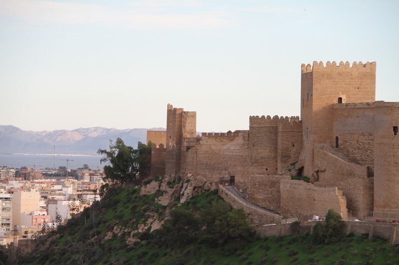 things to do in almeria, almeria fortress, almeria castle, Walls of an old fortress Alcazaba in Almeria, Spain