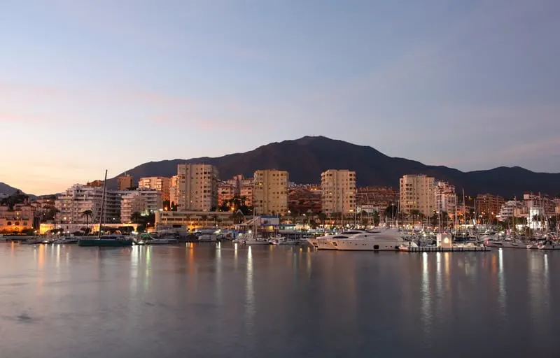 view from the water of a port during the night