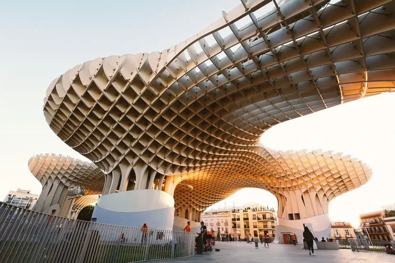 a view of a part of Metropol Parasol during a bright day