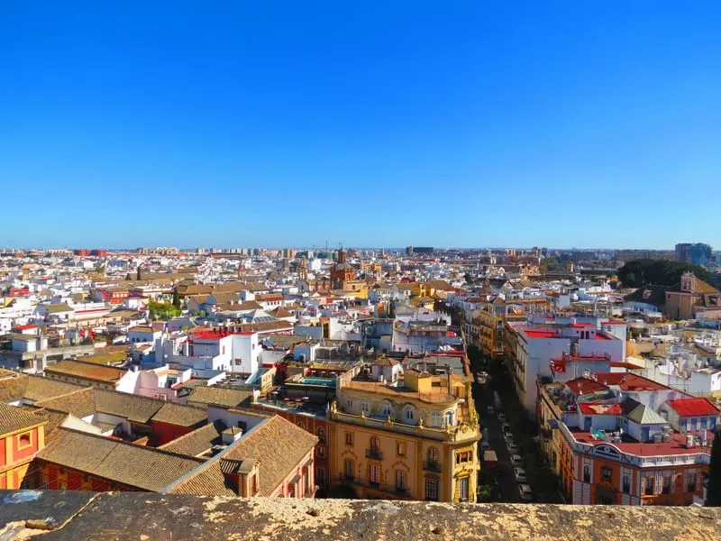 a Beautiful skyline shot of Santa Cruz, Seville from a rooftop