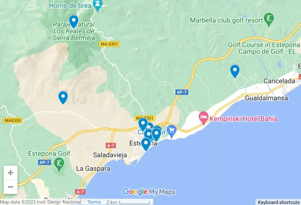 estepona map attractions