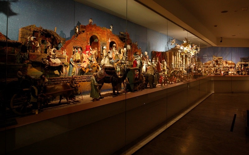 inside Museum Salzillo with displays inside a glass