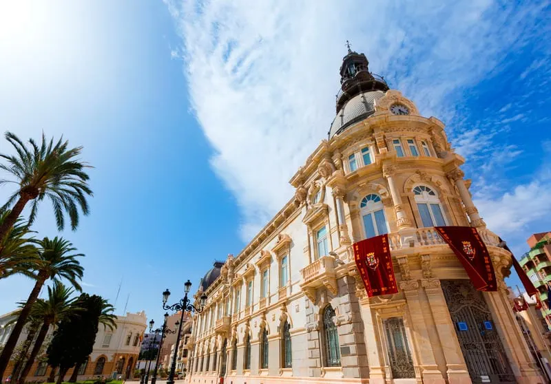 an ants view of the Ayuntamiento de Cartagena city hall at Murcia Spain