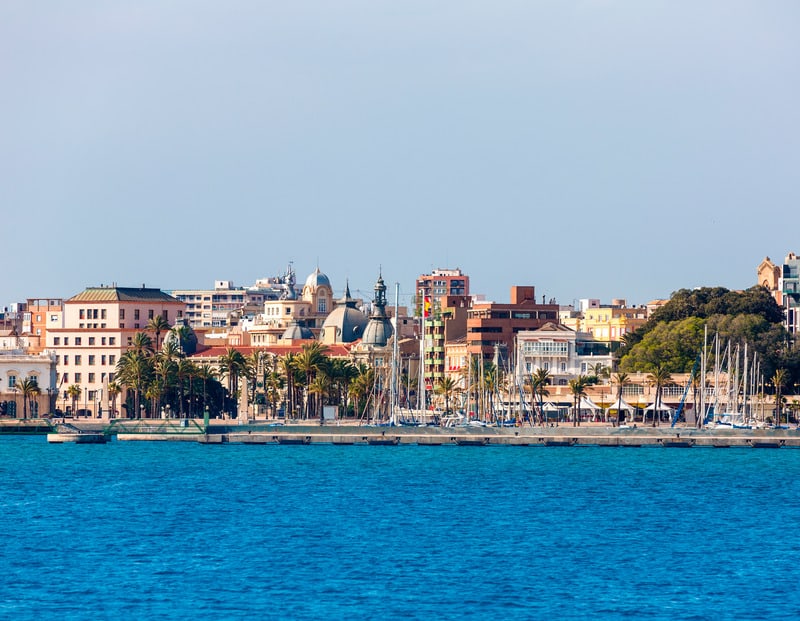 Things to do in Cartagena, view from the marina of cartagena, spain