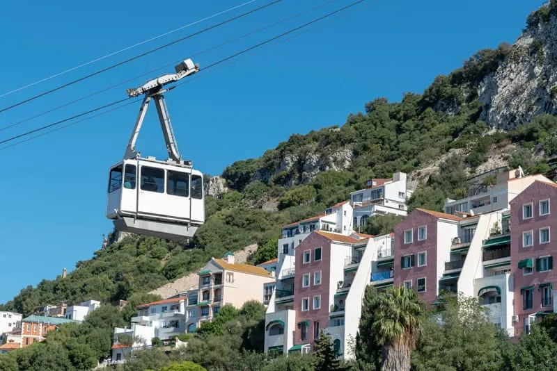 Going up in cable car at Gibraltar