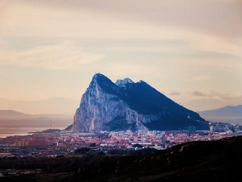 View to the rock of Gibraltar and La Linea de la Concepción