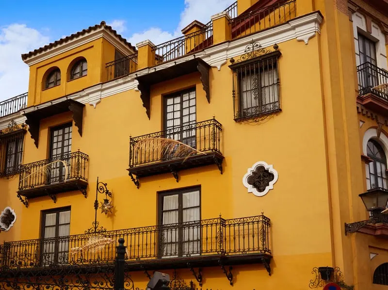 Seville Macarena barrio facades in Sevilla Spain