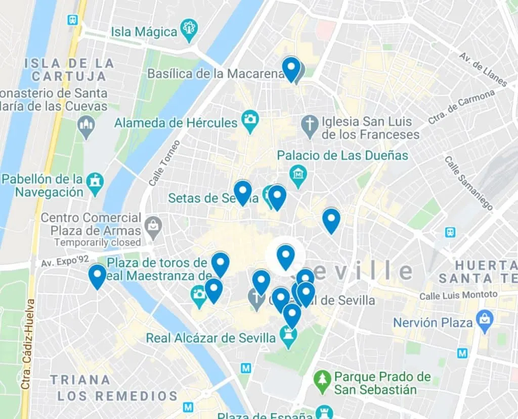 best boutique hotels seville map