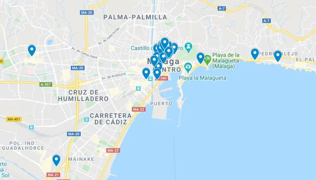map, best food in malaga, restaurants