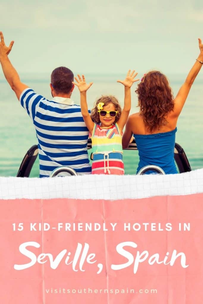 Are you planning to visit Seville with kids? Find a selection with the best family hotels in Seville, Spain. Indeed Seville for kids is a great idea since the city is small and easy to roam. These kid-friendly hotels in Seville promise a great family trip to Seville in Southern Spain. Find also inspiration on things to do in Seville with kids and family-friendly hotels for budget travel. #seville #spain #andalucia #sevilleforkids #familytravel #family #spainfamily #sevillewithkids #spainwithkids
