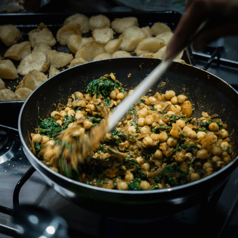 Traditional and tasty Espinacas con Garbanzos in Seville, Spain