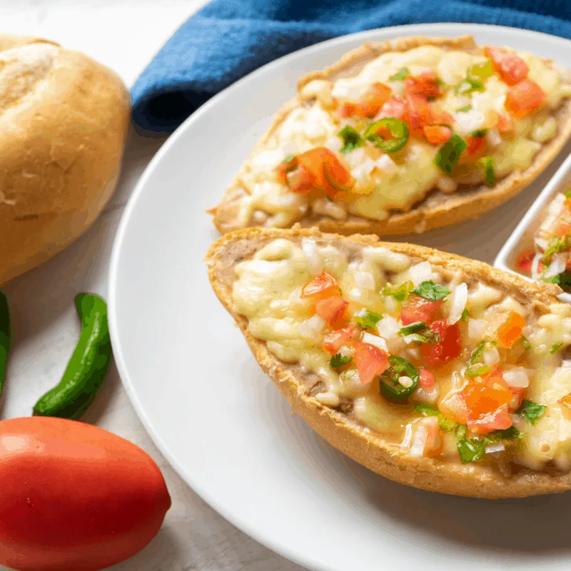 Traditional Molletes for breakfast, in Malaga, Spain.