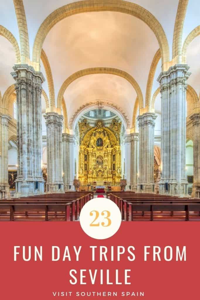 Are you wondering about the best day trips from Seville, Spain? A complete list with the best day tours from Seville in Southern Spain incl. must-visit places in Andalucia such as a day trip from Seville to Granada, Seville to Cordoba or to a beach resorts near Seville. This guide also comes with a selection of hidden, picturesque gems near Seville such as Moguer Jerez or Osuna. What is your favorite excursion from Seville? #seville #daytoursseville #daytripsseville #southernspain #andalucia