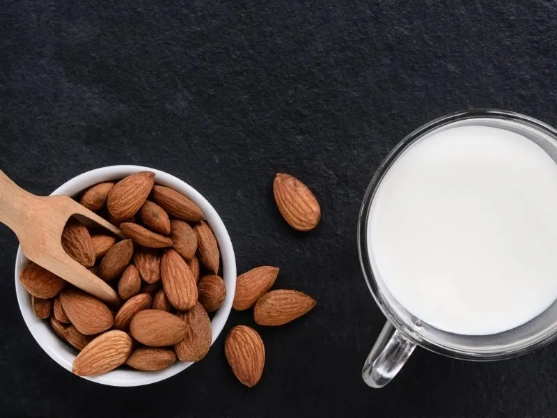 almonds and a cup of milk for the spanish almond soup