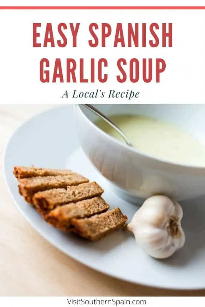 Looking for the ultimate Spanish Garlic Soup recipe? This is a traditional recipe to make Spanish soup and it's so easy to make. You don't need fancy ingredients to make one of the most popular Spanish soups: Sopa de Ajo (Garlic Soup). Indeed, this Spanish garlic soup recipe is a staple during winter in Spain. There is a vegetarian option of this Spanish soup too and this is a great soup against colds. Indeed it's said that garlic soup is healing! #spanishgarlic #spanishgarlicsoup #garlicsoup #garlic