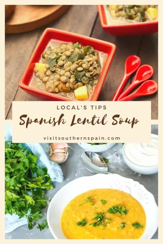 Looking for an easy recipe to make Spanish lentil soup? This is the ultimate recipe card to the traditional Sopa de Lentejas from Spain. When looking for Spanish lentil soup recipes, you'll need to know that there are vegetarian and vegan alternatives to this Spanish staple. Indeed this Spanish lentil soup recipe comes with variations with meat but offers also solutions for vegetarians and vegans. Spanish lentils are one of the most famous Spanish soups and so tasty! #spanishsoups #spanishlentilsoup
