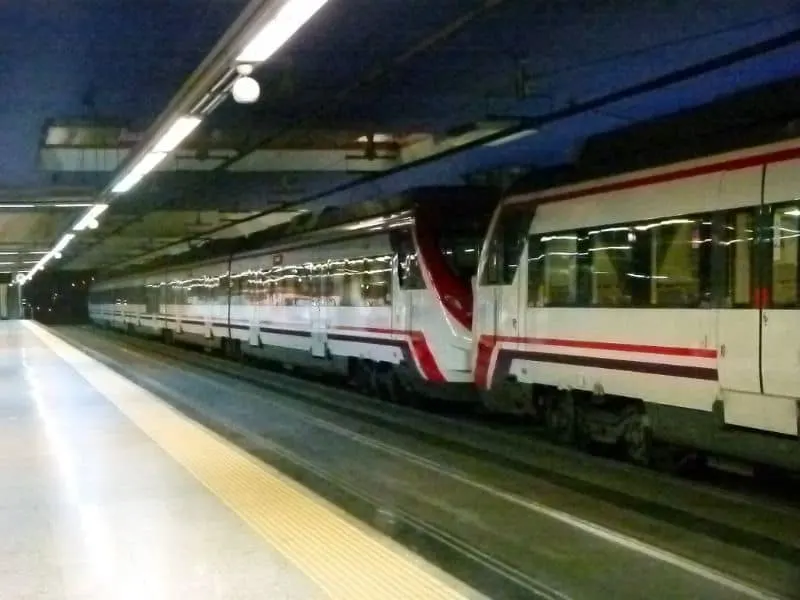 inside the cercanias train spain with a train running fast