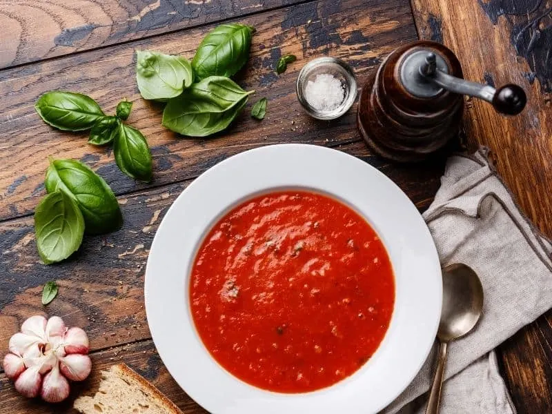 Tomato soup with fresh basil