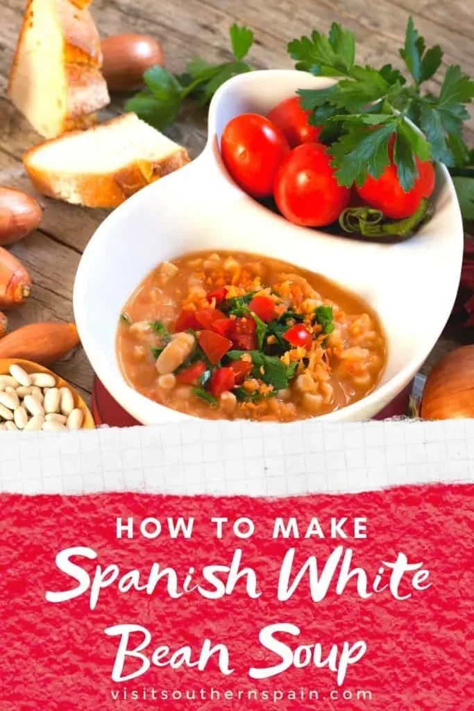 Are you looking for an easy Spanish White Bean Soup Recipe? This is the one! If you love Spanish soups or bean soup recipes, you'll love this hearty and healthy Spanish White Bean Soup Recipe. Indeed this Spanish bean soup recipe comes with many benefits for your health. There are many variations of this Spanish soup recipe, you can do it with garbanzo beans (chickpea soup from Spain) or make Spanish beans and potatoes with this base recipe. #spanishsoups #spanishfood #spanishbeansoup #beansoup