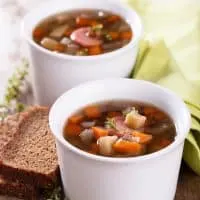 lentil soup with ham closeup