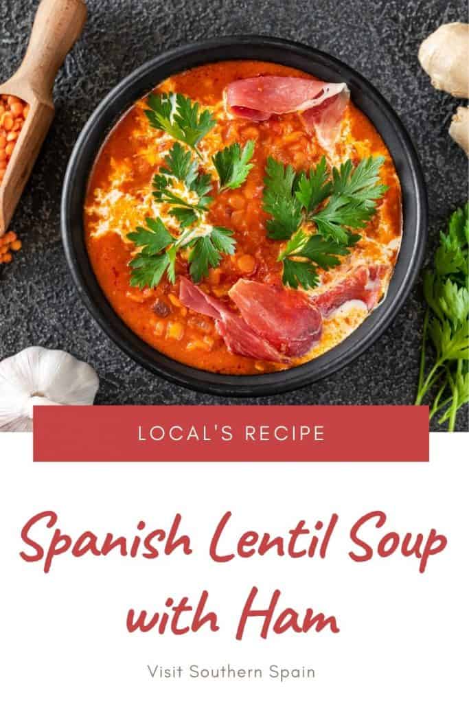 Are you looking for a Spanish Lentil Soup with Ham Recipe? This is an easy recipe to make Spanish lentil soup with a ham bone. You can use Spanish Iberico ham or any other ham that you have in your fridge. This Spanish lentil soup recipe is easy to make and Spanish lentil recipes are considered to be very healthy. The ham can also be replaced with chorizo to create Spanish lentil soup with chorizo. This recipe can also be varied to make Spanish lentil soup crockpot. #spanishlentilsoup #lentilsoup