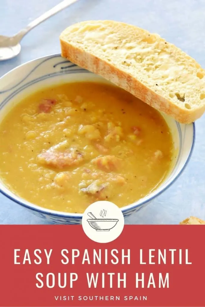 Are you looking for a Spanish Lentil Soup with Ham Recipe? This is an easy recipe to make Spanish lentil soup with a ham bone. You can use Spanish Iberico ham or any other ham that you have in your fridge. This Spanish lentil soup recipe is easy to make and Spanish lentil recipes are considered to be very healthy. The ham can also be replaced with chorizo to create Spanish lentil soup with chorizo. This recipe can also be varied to make Spanish lentil soup crockpot. #spanishlentilsoup #lentilsoup