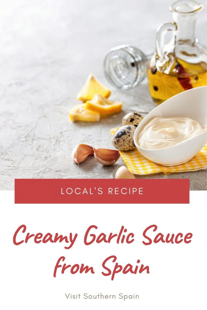Are you looking for a Spanish Garlic Sauce? You must definitely try this Spanish aioli recipe with your favorite dish. It's a very creamy garlic sauce that doesn't compare to the store-bought garlic dip. If you're a person that could eat garlic sauce with everything, this garlic aioli dipping sauce will be your go-to sauce for every occasion. The Spanish garlic dipping sauce is super easy to prepare and its flavor is incredible. #spanishaiolisauce #garlicdip #aioligarlicsauce #spanishsauce