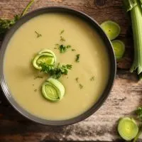 potato leek celery soup recipe closeup