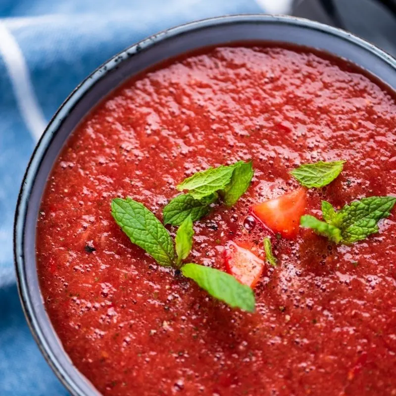 gazpacho without tomatoes in a bowl