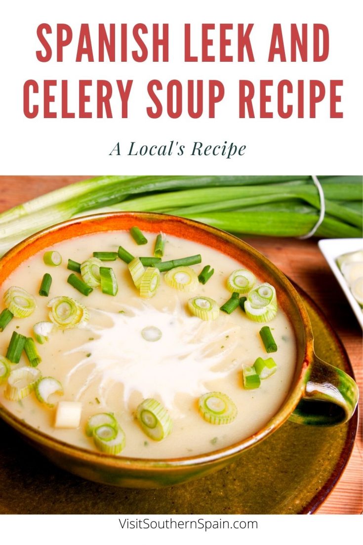 spanish leek celery soup pin 1 - Spanish Leek and Celery Soup Recipe