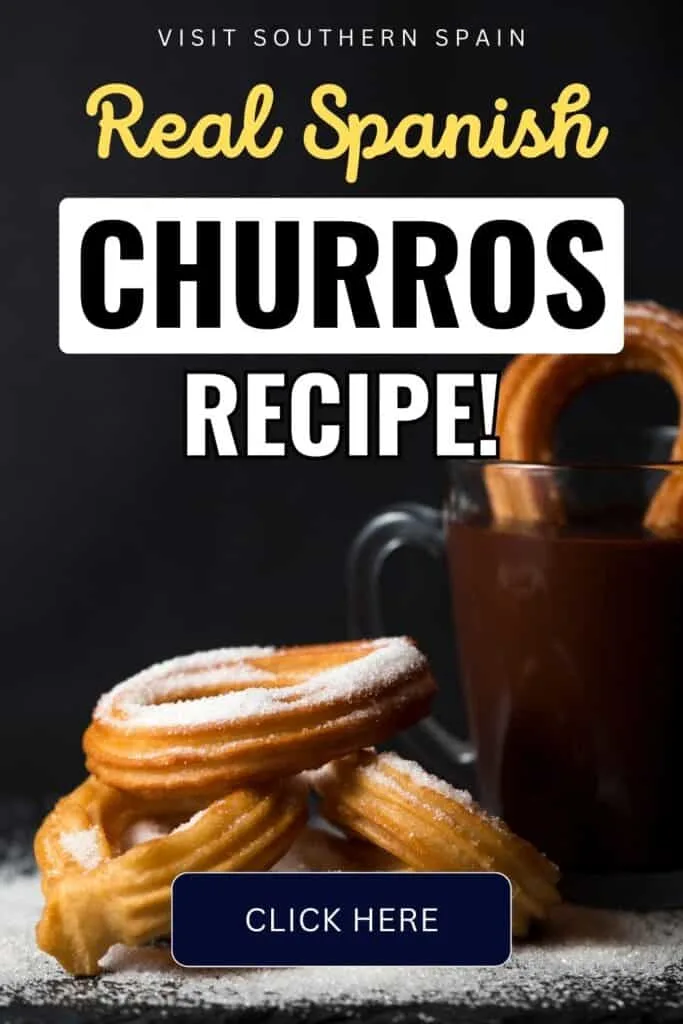 Three pieces of churros at stacked. Powdered sugar is on top and on the side is a glass full of chocolate sauce and one churro is inside of it.