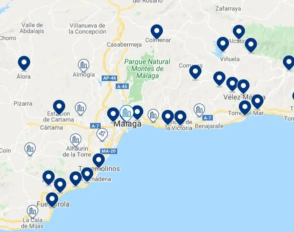 Map Best Family Hotels in Malaga
