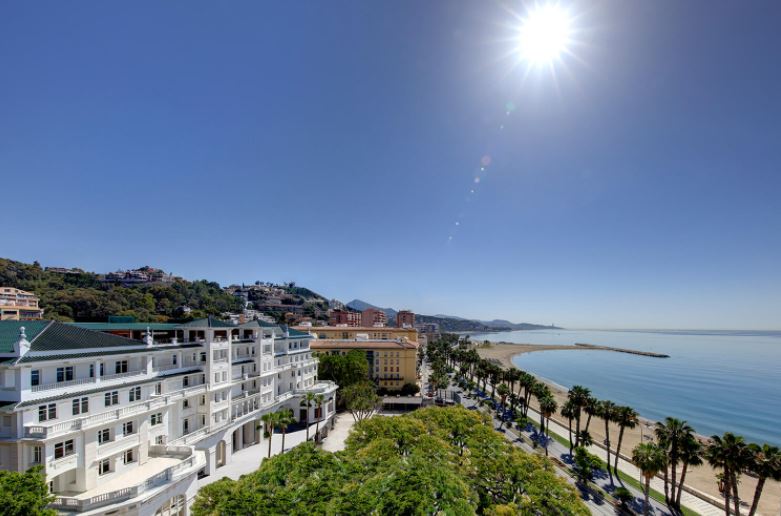 aerial view of the Grand Hotel Miramar, one of the best malaga beach hotels