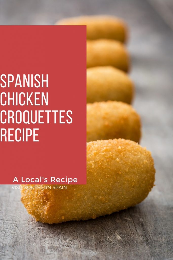 Are you looking for a Spanish Chicken Croquettes Recipe? These chicken croquettes have a soft filling, a crispy crust, and they simply melt in your mouth. The Spanish croquettes can be found at every restaurant and bar in Spain under the famous name of Spanish tapas or Spanish appetizers. The Spanish chicken croquettes recipe is made out of chicken and Béchamel sauce, fried until they are golden and crisp. Super tasty and savoy! #chickencroquettes #croquettes #spanishtapas #spanishcroquettes