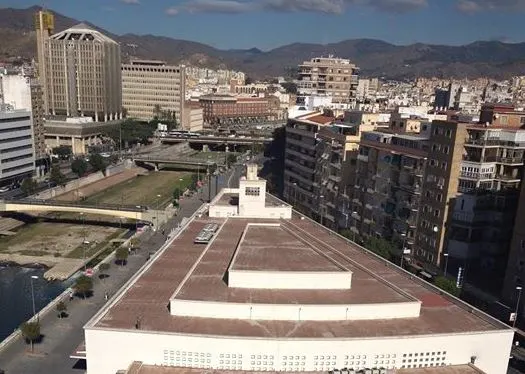 a top view of buildings and streets in Malaga