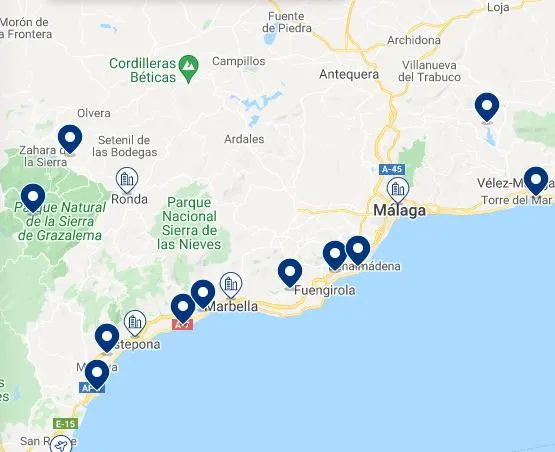 Map - The Best Resorts in Malaga and Costa del Sol