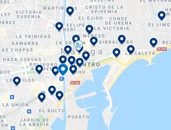 Map  Best Cheap Hotels in Malaga