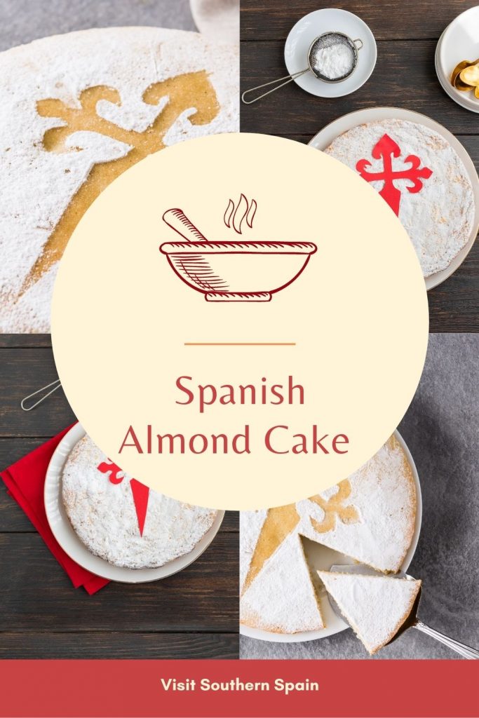 Are you looking for a Spanish almond cake recipe? Also, know as Tarta de Santiago, this almond cake is a simple Spanish dessert that is baked on Santiago Apostol's day. This popular Spanish dessert can also be found all over Spain in supermarkets. You can now bake the almond flour cake with our Spanish almond cake recipe and see for yourself how delicious this Spanish dessert is. A cup of coffee next to it and you are in for a treat! #spanishcake #tartadesantiago #almondcake #spanishdessert