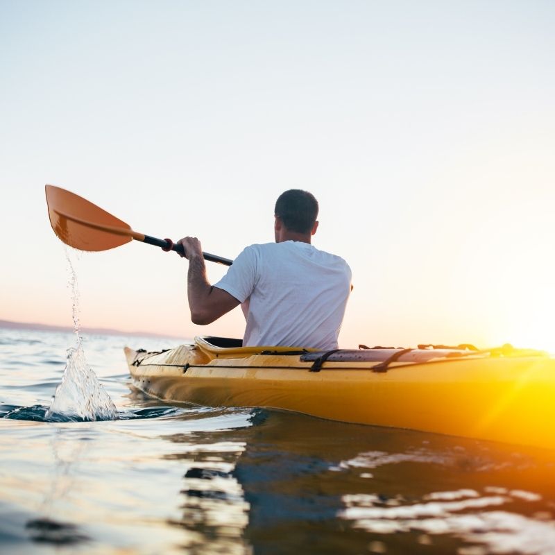 man Kayaking in Marbella in May