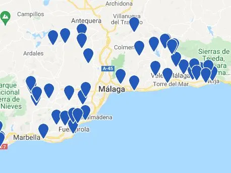 map best holiday villas in malaga