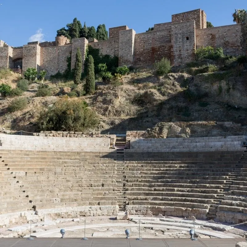 inside view of the Roman Theatre and Alcazaba in Malaga