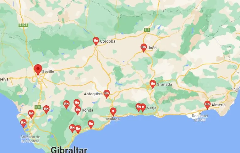 Map of Best Cities in Southern Spain