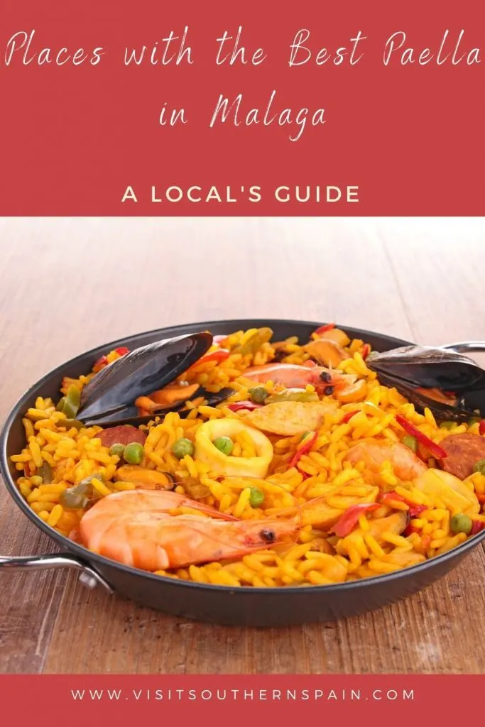 Do you want to know which are the 13 Places with the Best Paella in Malaga? You are in the right place! We gathered some of the best restaurants where you can eat authentic Spanish paella in Malaga. Nothing compares to a traditional paella, served directly from the pan with fresh and local seafood or fish. Whether you want a seafood paella, chicken paella, or vegan one, you can find it all in Malaga and you can read all about it in our guide. #bestpaella #paellainmalaga #paellarestaurant #paella