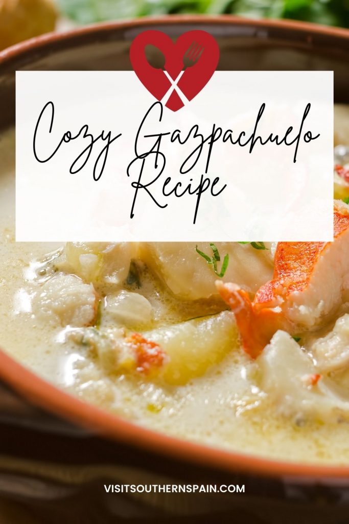Do you want to try a cozy Andalusian Gazpachuelo recipe? This delicious recipe is what you'd describe as comfort food. The fish chowder is just perfect for the cold days, as it's a hot Spanish soup. The fish soup recipe is easy to make, doesn't require many ingredients, and the best part, it has a creamy consistency thanks to the mayonnaise. This soup is also known as gazpachuelo malagueño since it originates from Malaga. Try this savory soup now! #gazpachuelo #andalusiansoup #fishsoup #chowder