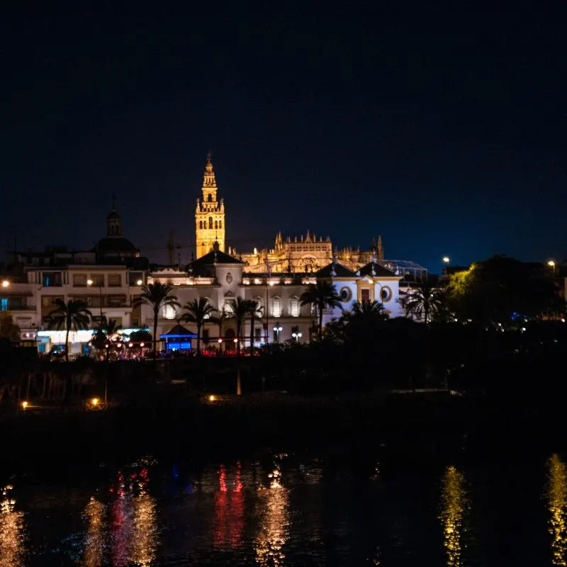 an illuminated monument and night lights during the night