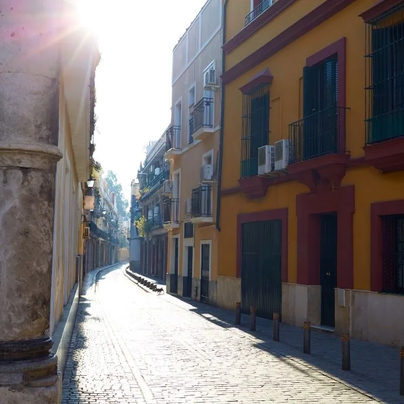 an empty screen in macarena neighborhood on a bright day