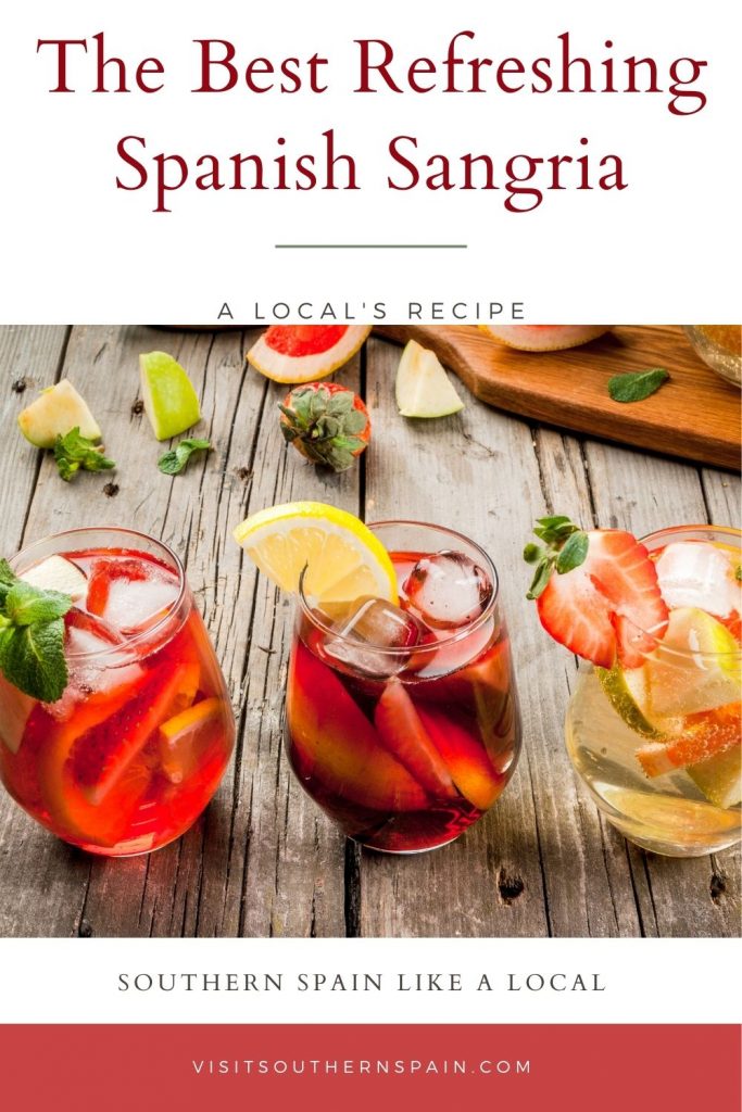 Do you want to try the best refreshing Spanish Sangria recipe? This summer Sangria recipe comes straight from Southern Spain and it's one of the most famous Spanish alcoholic drinks. This easy Sangria is a perfect combination of red wine and fresh fruits which gives it a unique and sweet flavor. Impress your guests with this sweet Sangria wine but keep in mind you'll need a big portion of it - the Sangria jar will be empty in a blink of an eye. #spanishsangria #sangria #sweetsangria #spanishwine